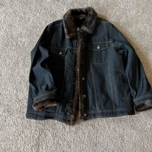 Dennis Basso Faux Fur Coat demin jacket